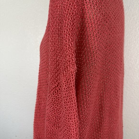 J Crew Sweater Women Medium Linen Coral Relaxed Beach Crewneck Coastal Relaxed - Picture 7 of 14